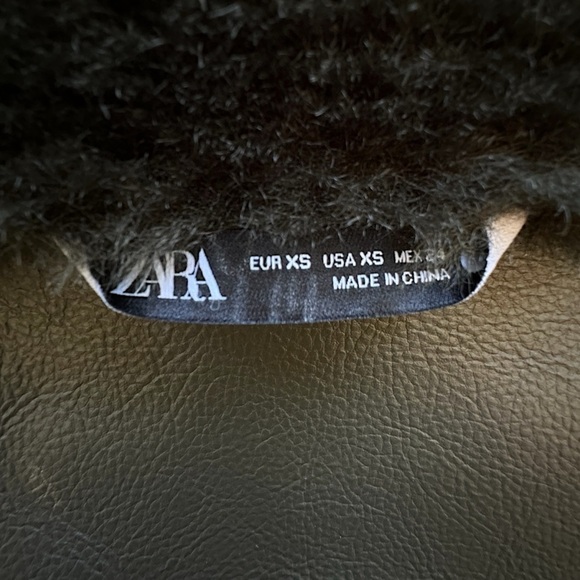 ZARA | NWOT FAUX FUR JACKET ZW COLLECTION DARK GREEN KHAKI TEDDY COAT | EXTRA SM - Picture 10 of 12
